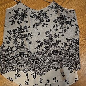 Worthington Black and White Floral Tank Top